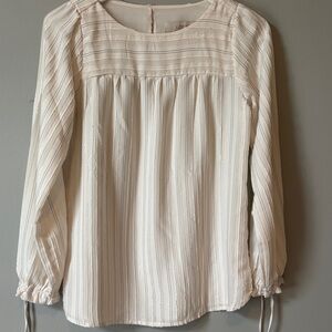 LOFT Cream Striped Blouse